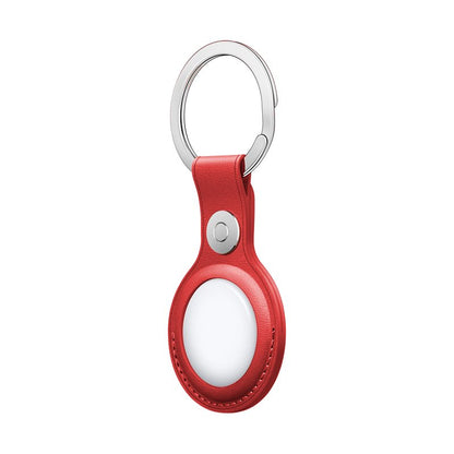 Porta-chaves de proteção COOL compatível com AirTag Couro Vermelho