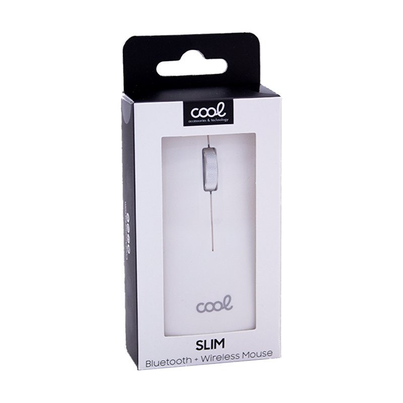 Rato Silencioso Sem Fios 2 em 1 (Bluetooth + Adaptação USB) COOL Slim Branco