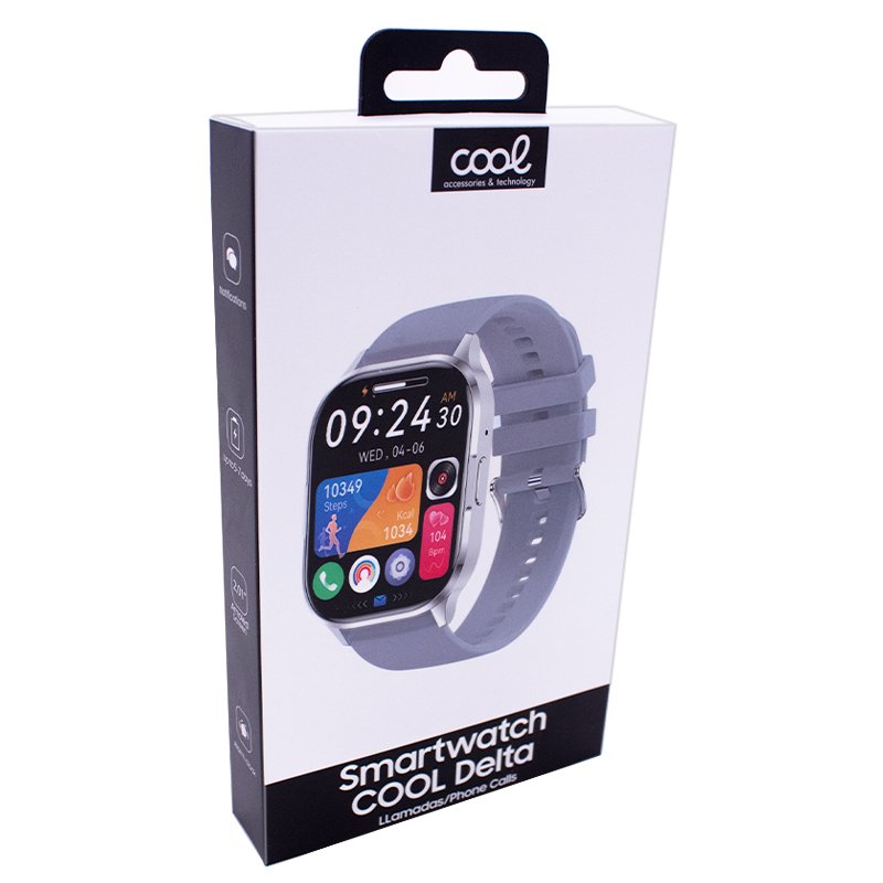 Smartwatch COOL Delta Silicone Cinza (Amoled, Chamadas, Esporte, Saúde)