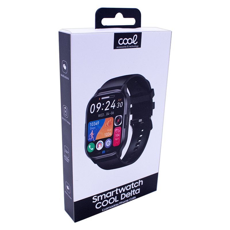Smartwatch COOL Delta Silicone Preto (Amoled, Chamadas, Esporte, Saúde)