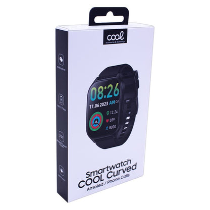 Smartwatch COOL Ecrã Amoled Curved Preto (Chamadas, Esporte, Saúde)