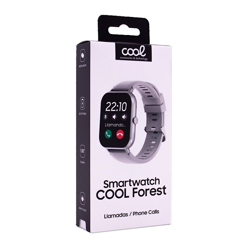 Smartwatch COOL Forest Silicone Prata (Chamadas, Esporte, Sono, Câmera)
