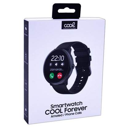 Smartwatch COOL Forever Silicone Preto (AMOLED, Chamadas, Esporte, Saúde)