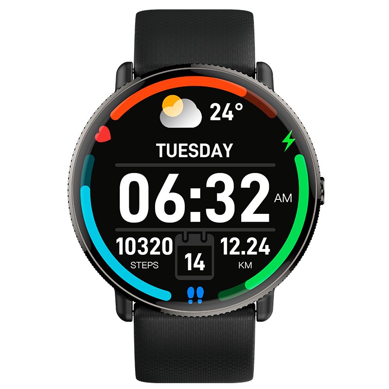 Smartwatch COOL Forever Silicone Preto (AMOLED, Chamadas, Esporte, Saúde)
