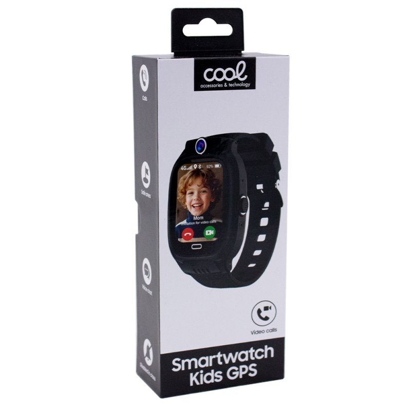 Smartwatch COOL Kids 4G GPS Silicone Preto (Localização, Chamadas de Vídeo, SIM)