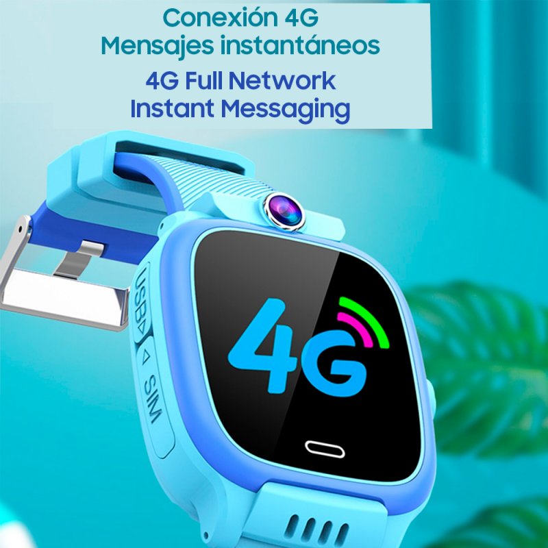 Smartwatch COOL Kids 4G GPS Silicone Rosa (Localização, Chamadas de Vídeo, SIM)