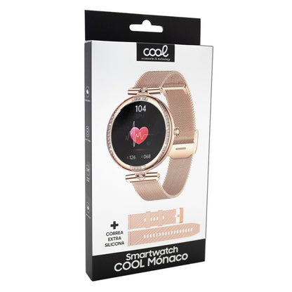 Smartwatch COOL Mónaco + 2 Correias (AMOLED, Chamadas, Esporte, Saúde) Rosa Gold