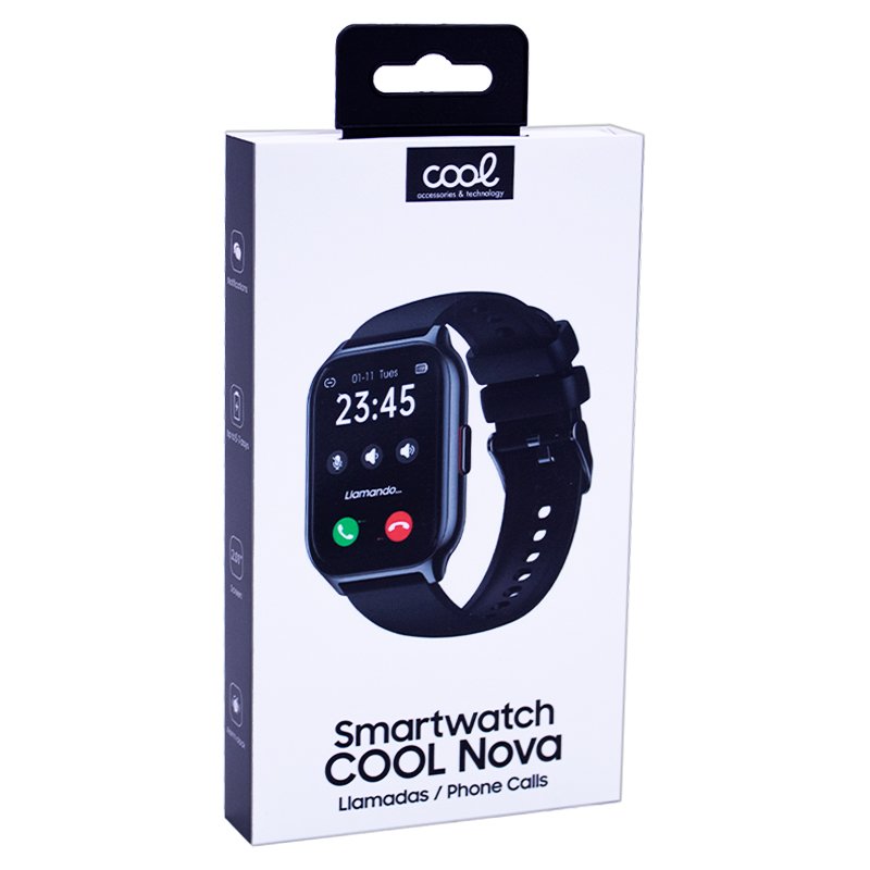 Smartwatch COOL Nova Silicone Preto (Chamadas, Esporte, Saúde)