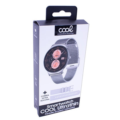 Smartwatch COOL Ultrathin + 2 Correias (AMOLED, Chamadas, Esporte, Saúde) Cinza