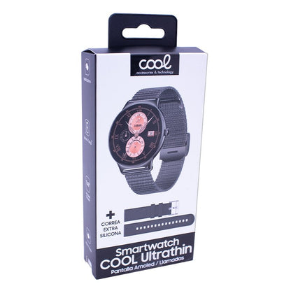Smartwatch COOL Ultrathin + 2 Correias (AMOLED, Chamadas, Esporte, Saúde) Preto