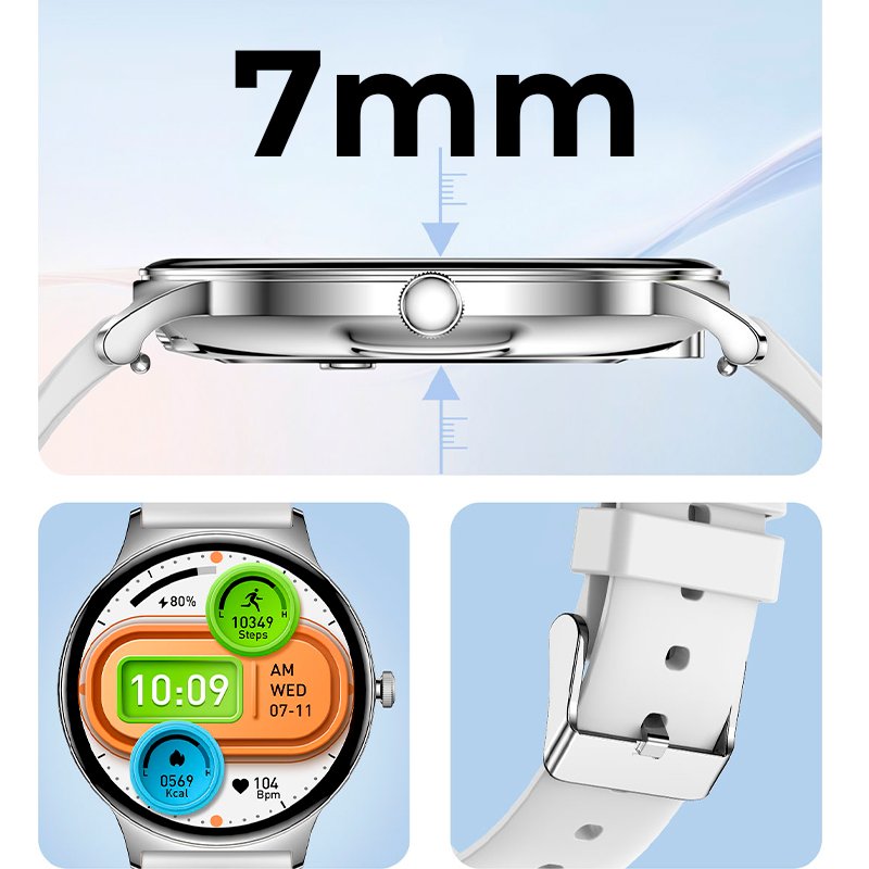 Smartwatch COOL Ultrathin + 2 Correias (AMOLED, Chamadas, Esporte, Saúde) Preto