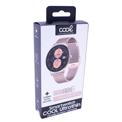 Smartwatch COOL Ultrathin + 2 Correias (AMOLED, Chamadas, Esporte, Saúde) Rosa