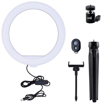 Suporte de mesa (50 cm) Anel de luz LED COOL + controle remoto Bluetooth