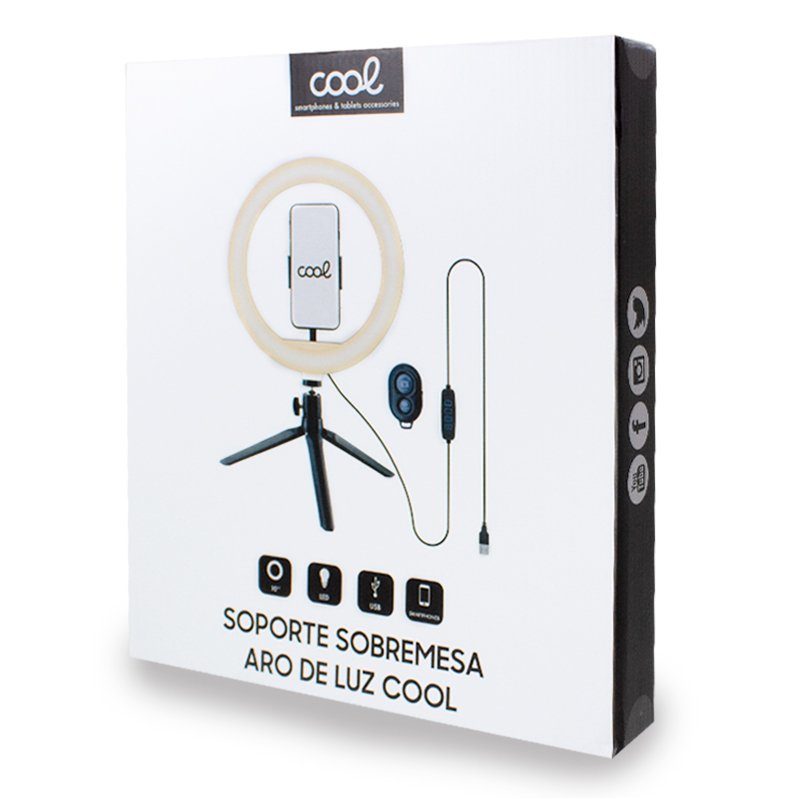 Suporte de mesa (50 cm) Anel de luz LED COOL + controle remoto Bluetooth