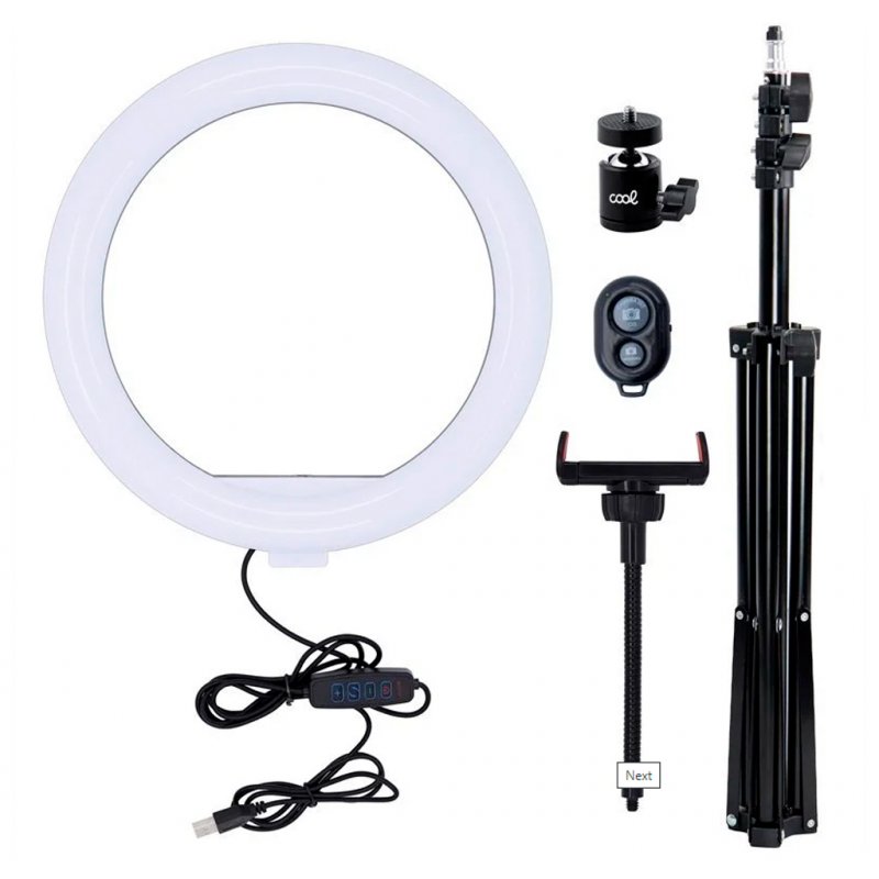 Suporte para tripé (180 cm) Anel de luz LED COOL + controle remoto Bluetooth