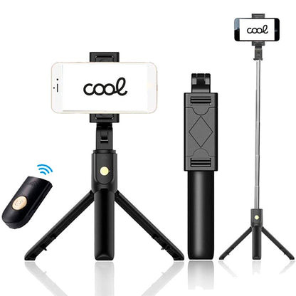Suporte para tripé extensível universal COOL + controle remoto Bluetooth para selfie