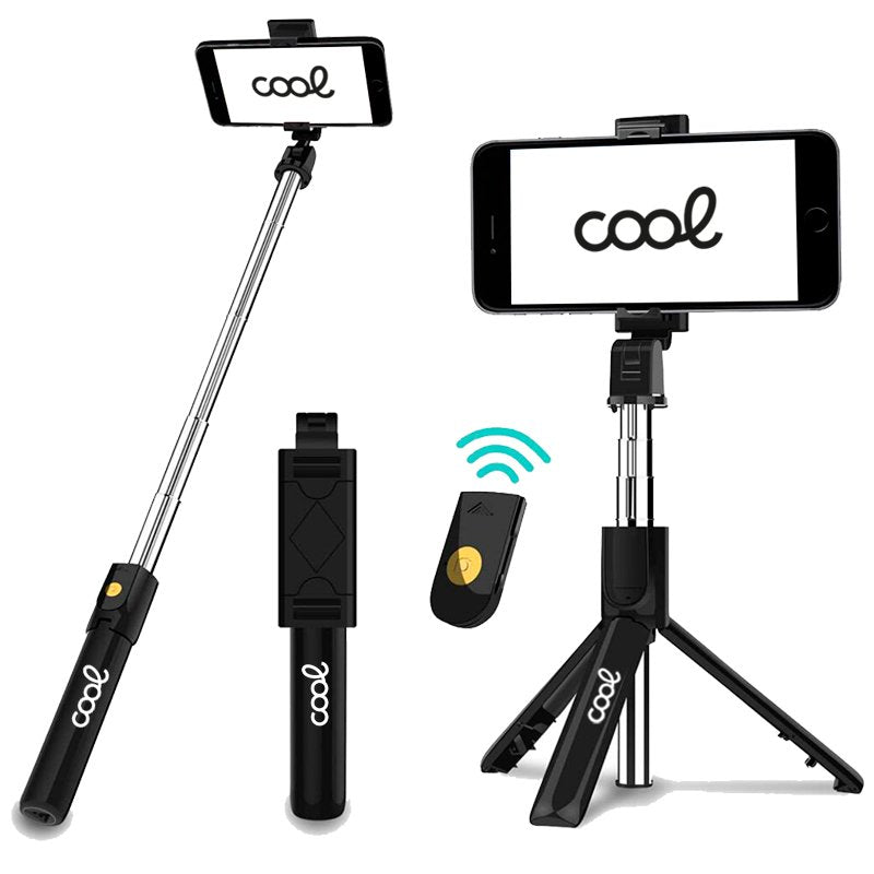 Suporte para tripé extensível universal COOL + controle remoto Bluetooth para selfie