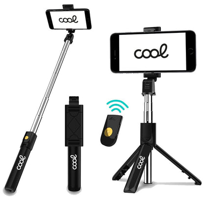 Suporte para tripé extensível universal COOL + controle remoto Bluetooth para selfie