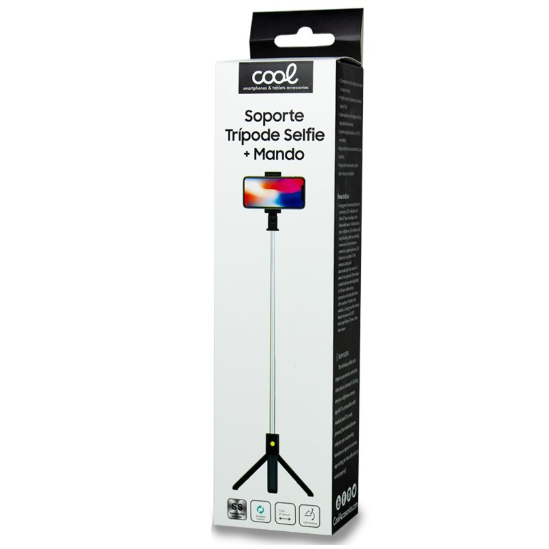 Suporte para tripé extensível universal COOL + controle remoto Bluetooth para selfie