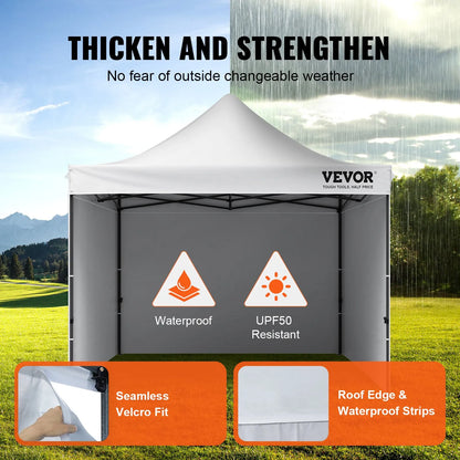 Tenda de gazebo para áreas externas VEVOR Pop Up Canopy Tent 304,8 x 304,8 cm com paredes laterais e bolsa branca