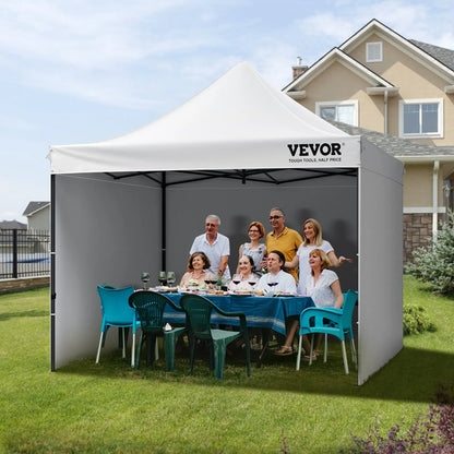 Tenda de gazebo para áreas externas VEVOR Pop Up Canopy Tent 304,8 x 304,8 cm com paredes laterais e bolsa branca