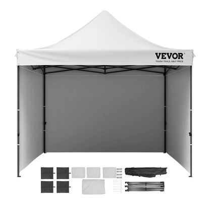 Tenda de gazebo para áreas externas VEVOR Pop Up Canopy Tent 304,8 x 304,8 cm com paredes laterais e bolsa branca