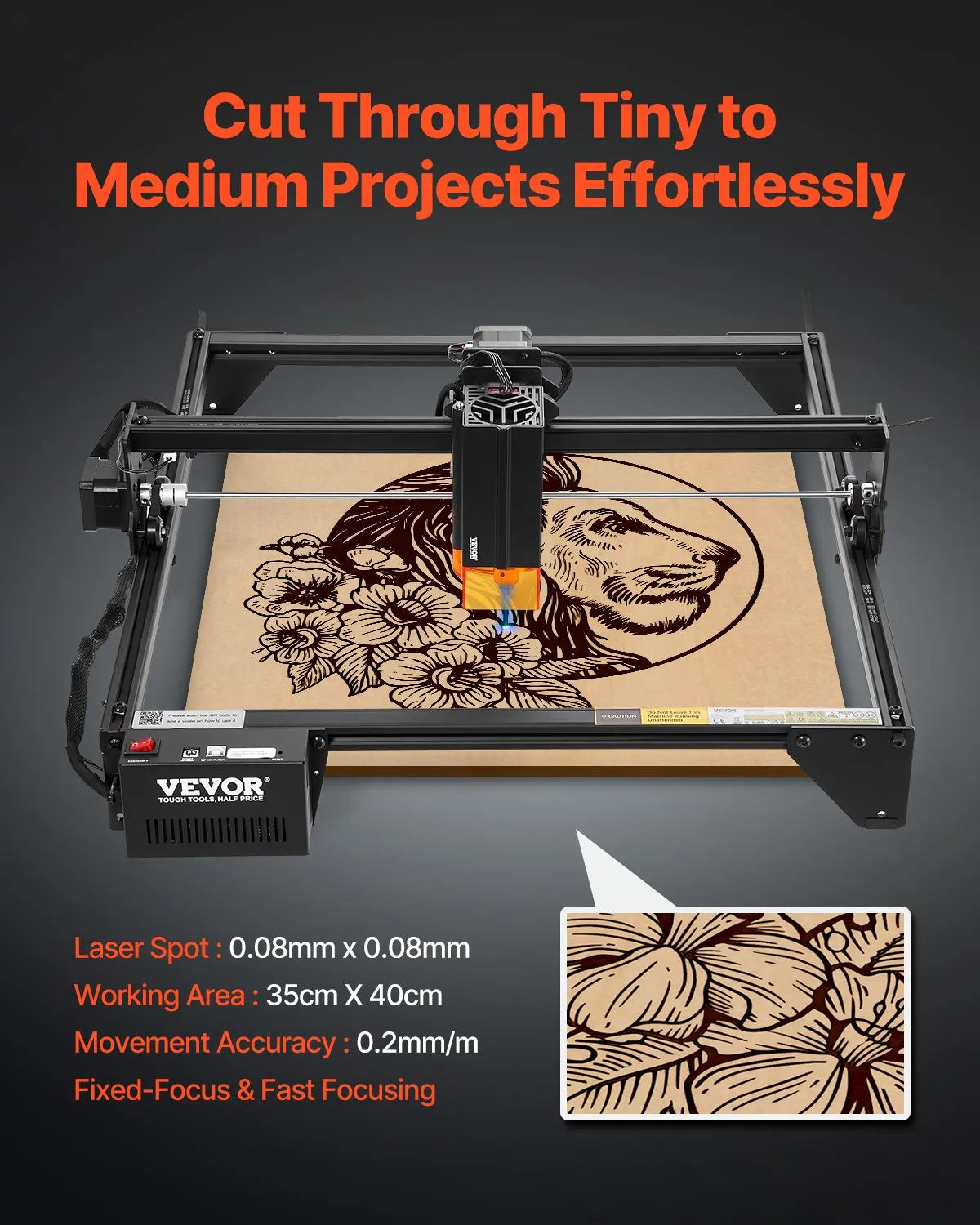 VEVOR aser Engraving Cutter Machine, 35x40 cm Working Area