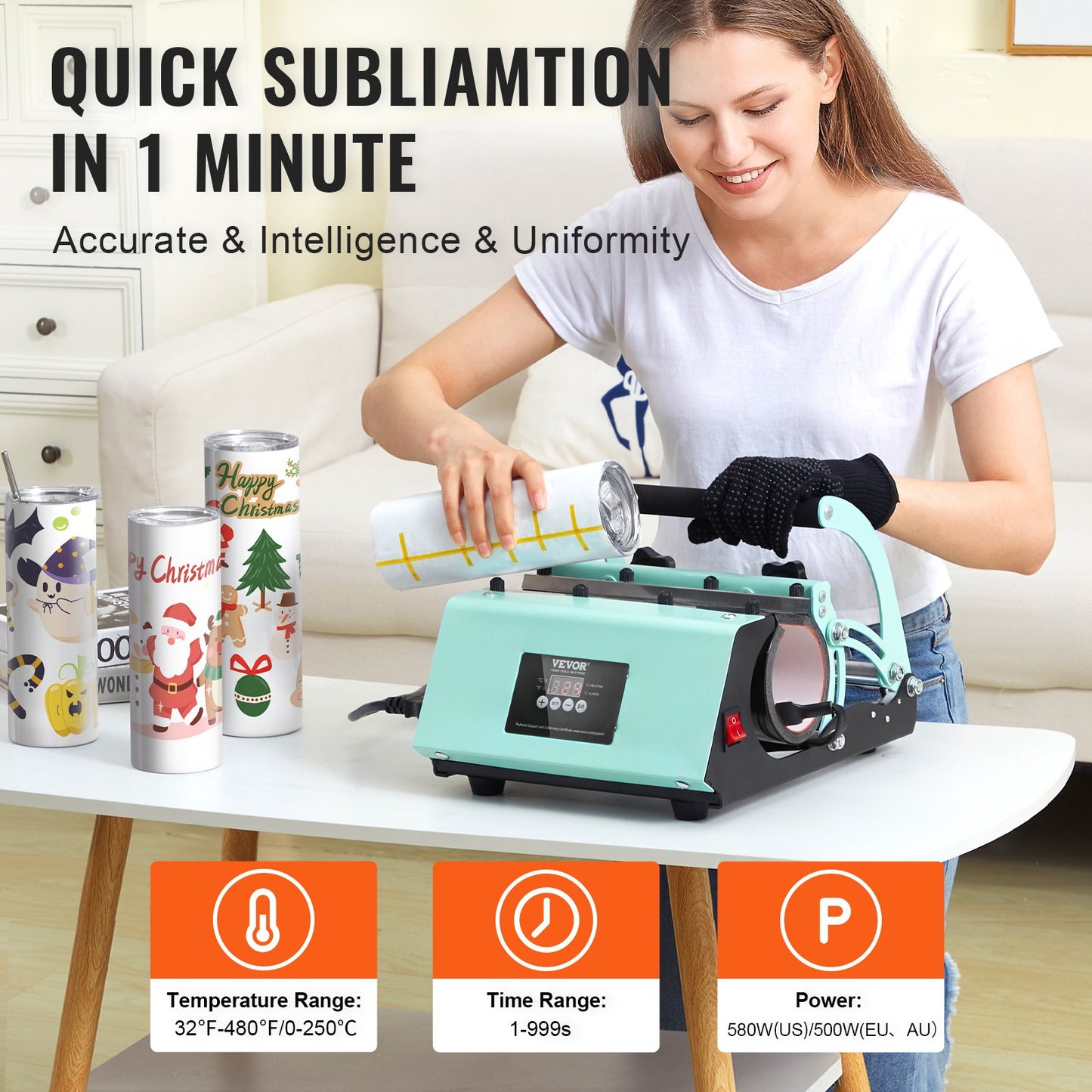 Máquina de Sublimação VEVOR com 8 Copos 20oz