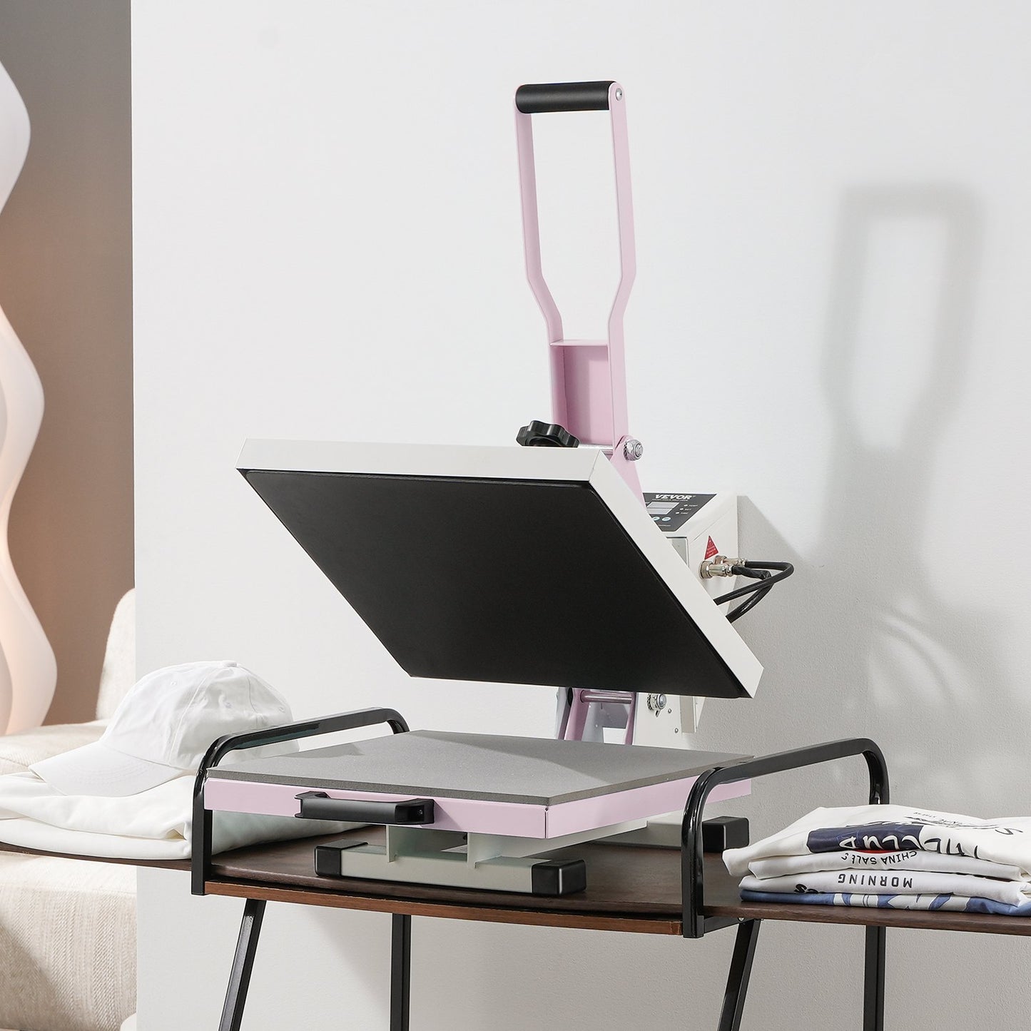 Prensa Térmica VEVOR 380x380 mm Rosa - Fácil e Eficiente