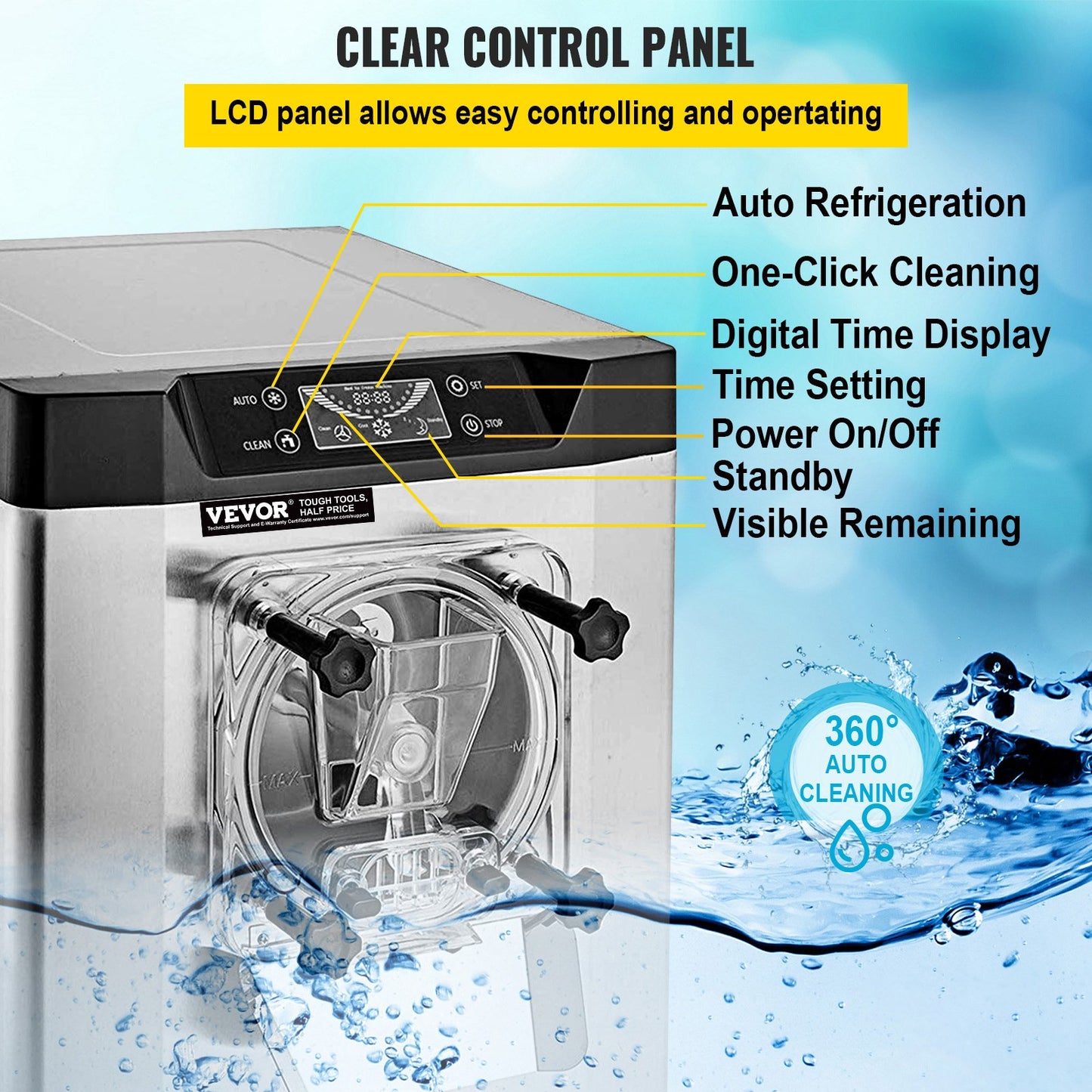 Máquina Comercial de Gelado Duro 16-20L/h Aço Inox