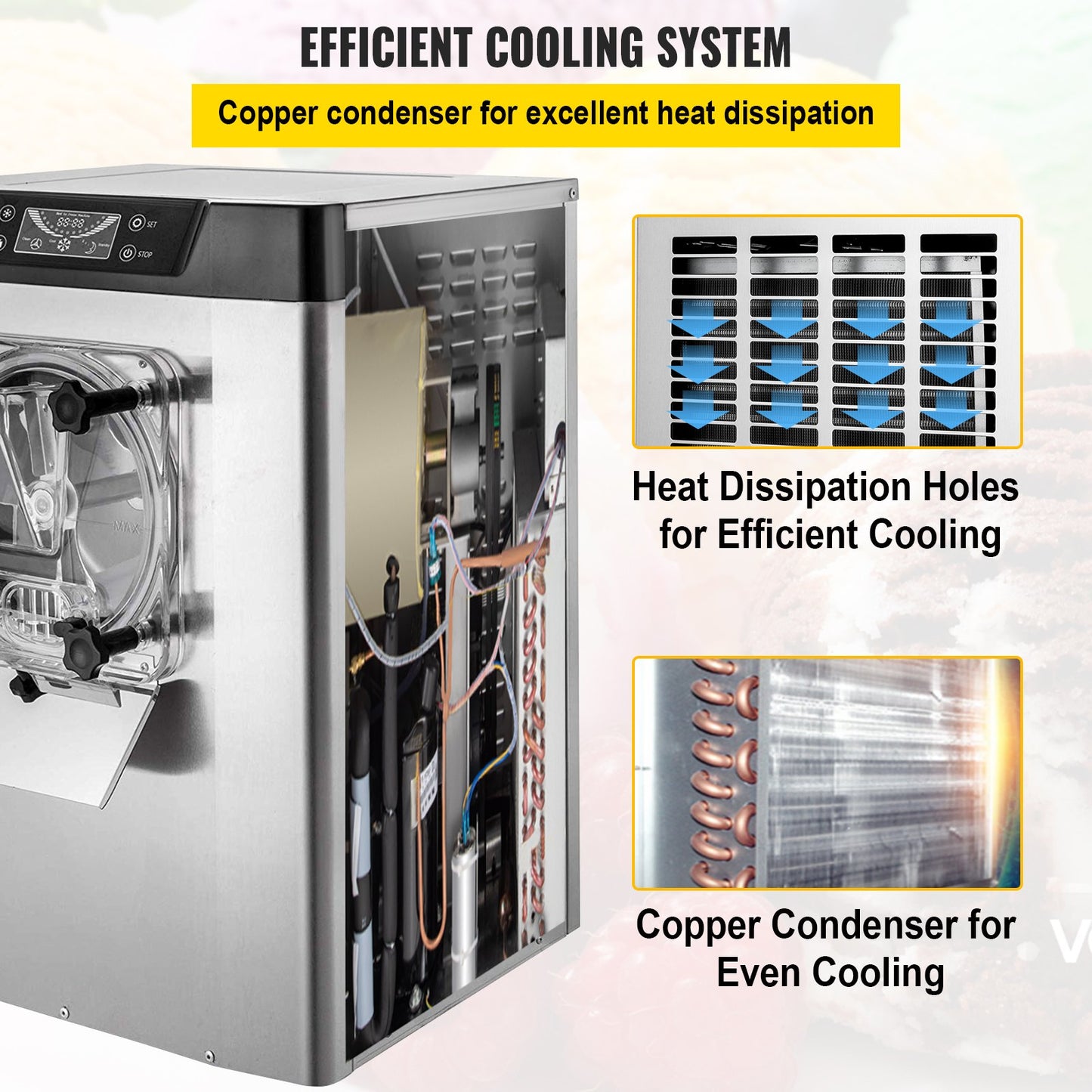 Máquina Comercial de Gelado Duro 16-20L/h Aço Inox