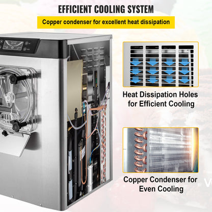 Máquina Comercial de Gelado Duro 16-20L/h Aço Inox