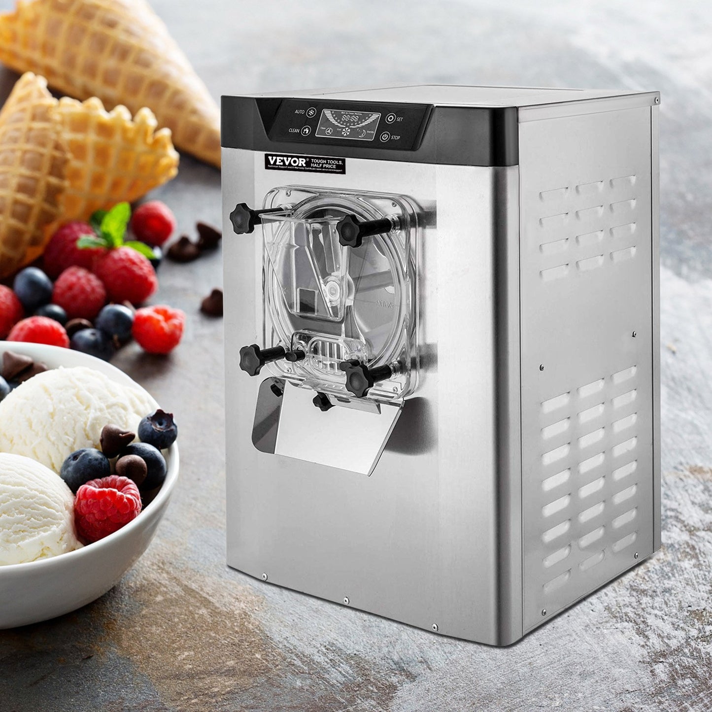 Máquina Comercial de Gelado Duro 16-20L/h Aço Inox