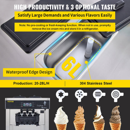 Máquina de Gelado Soft VEVOR 2200W para Comércio
