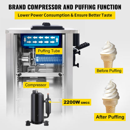 Máquina de Gelado Soft VEVOR 2200W para Comércio