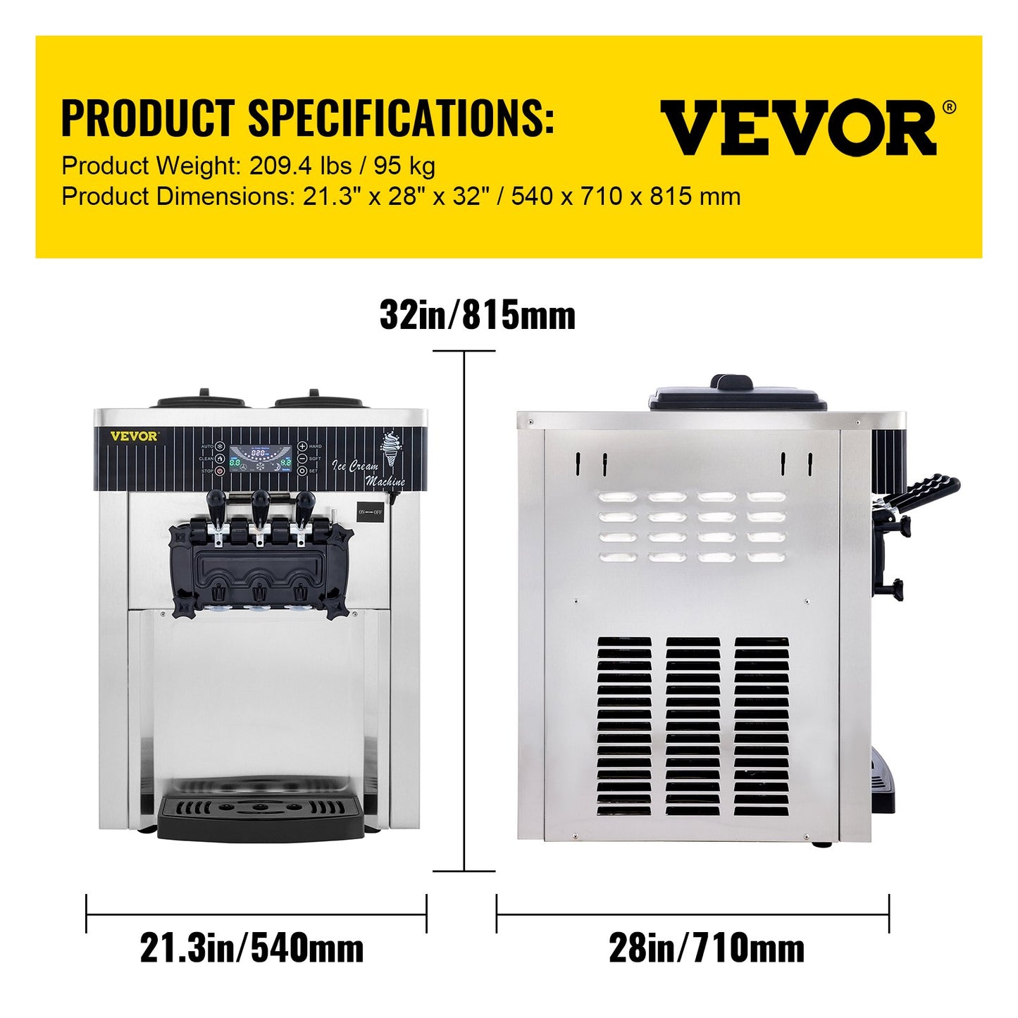 Máquina de Gelado Soft VEVOR 2200W para Comércio
