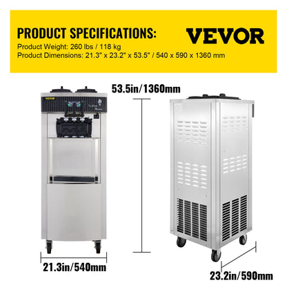 Máquina de Gelado Suave VEVOR 2200W para Negócios