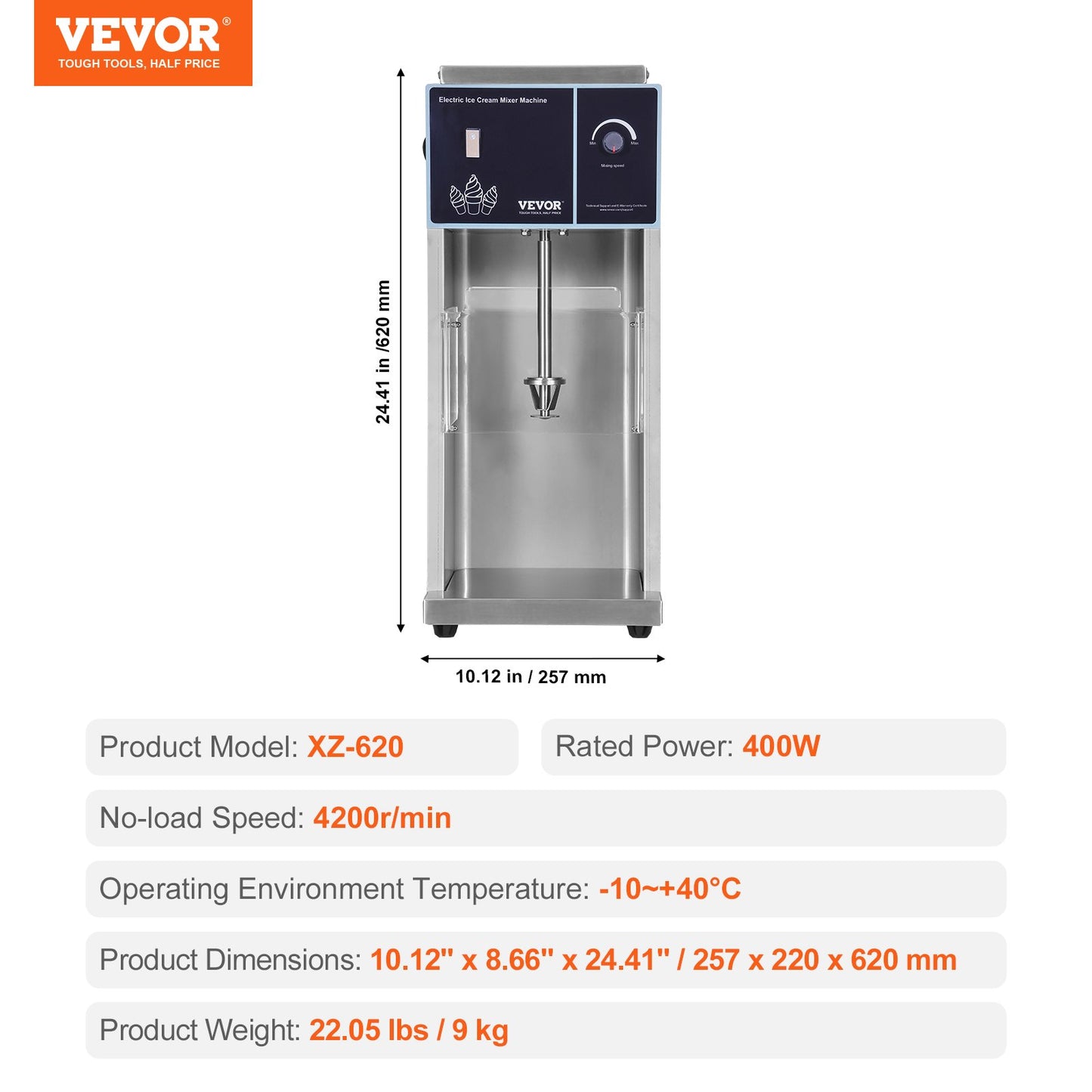 VEVOR Misturadora de Gelados 400W Alta Velocidade
