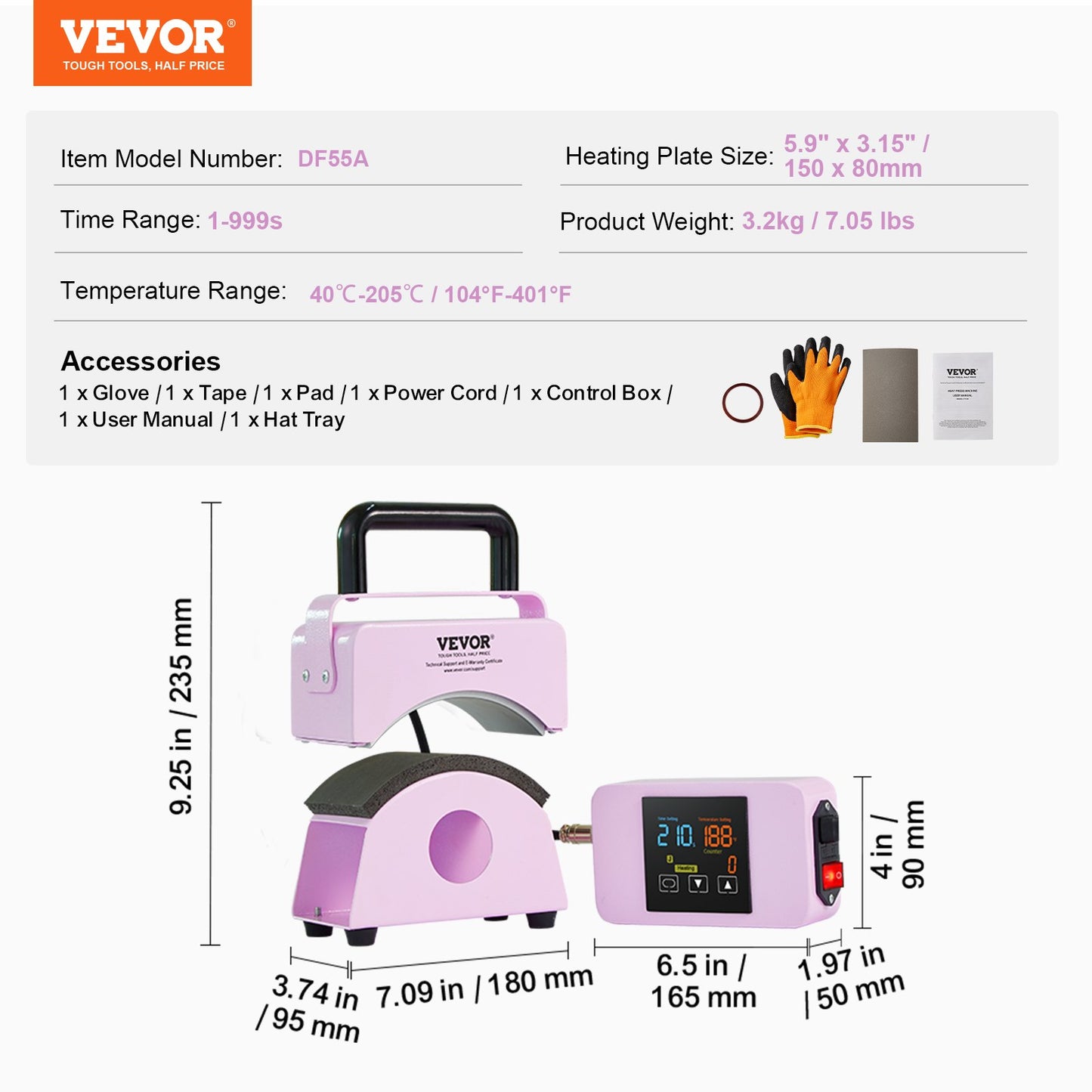 Prensa de Chapéus VEVOR Mini com Painel Digital