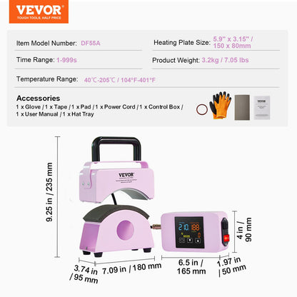 Prensa de Chapéus VEVOR Mini com Painel Digital