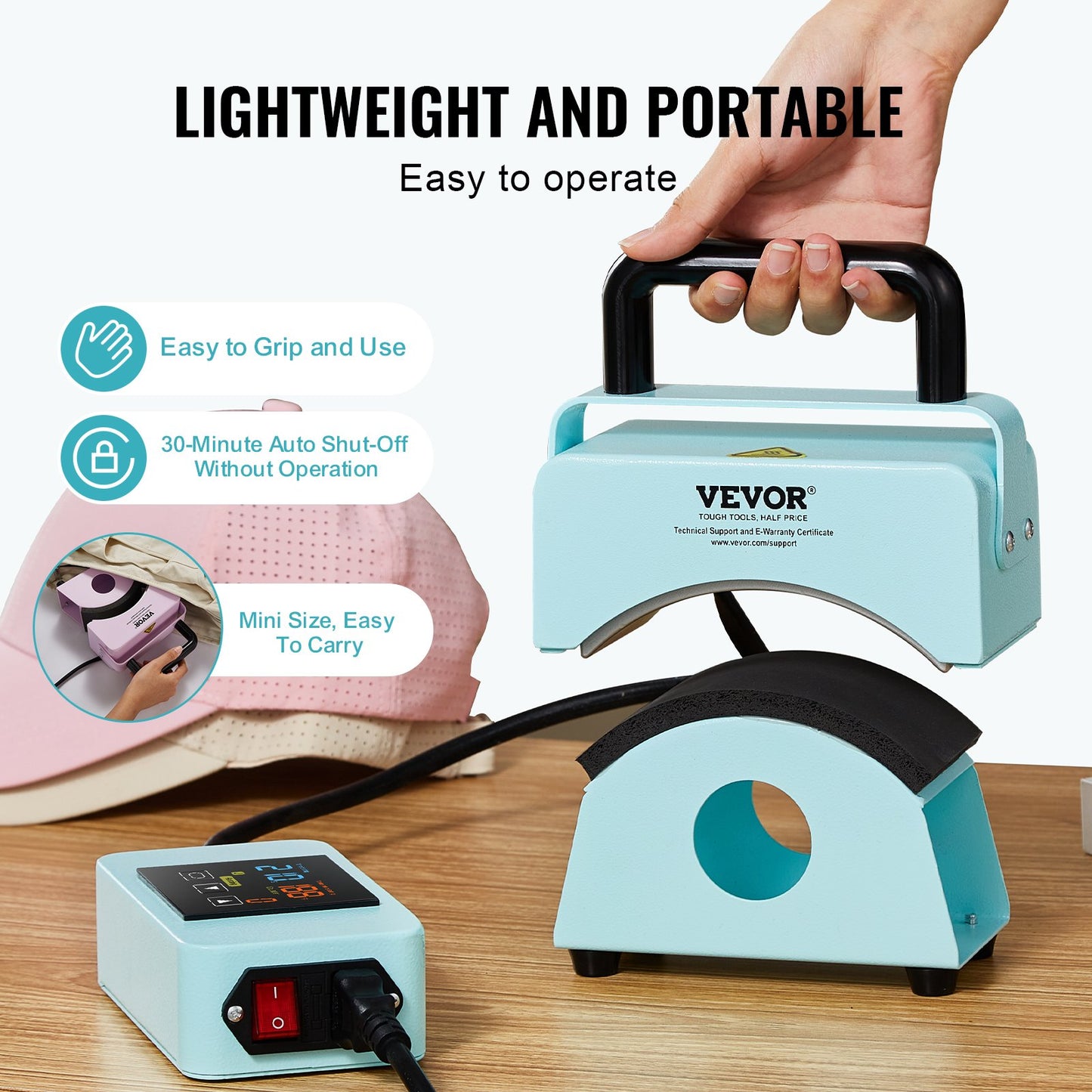 Prensa de Bonés VEVOR Mini com Painel Digital