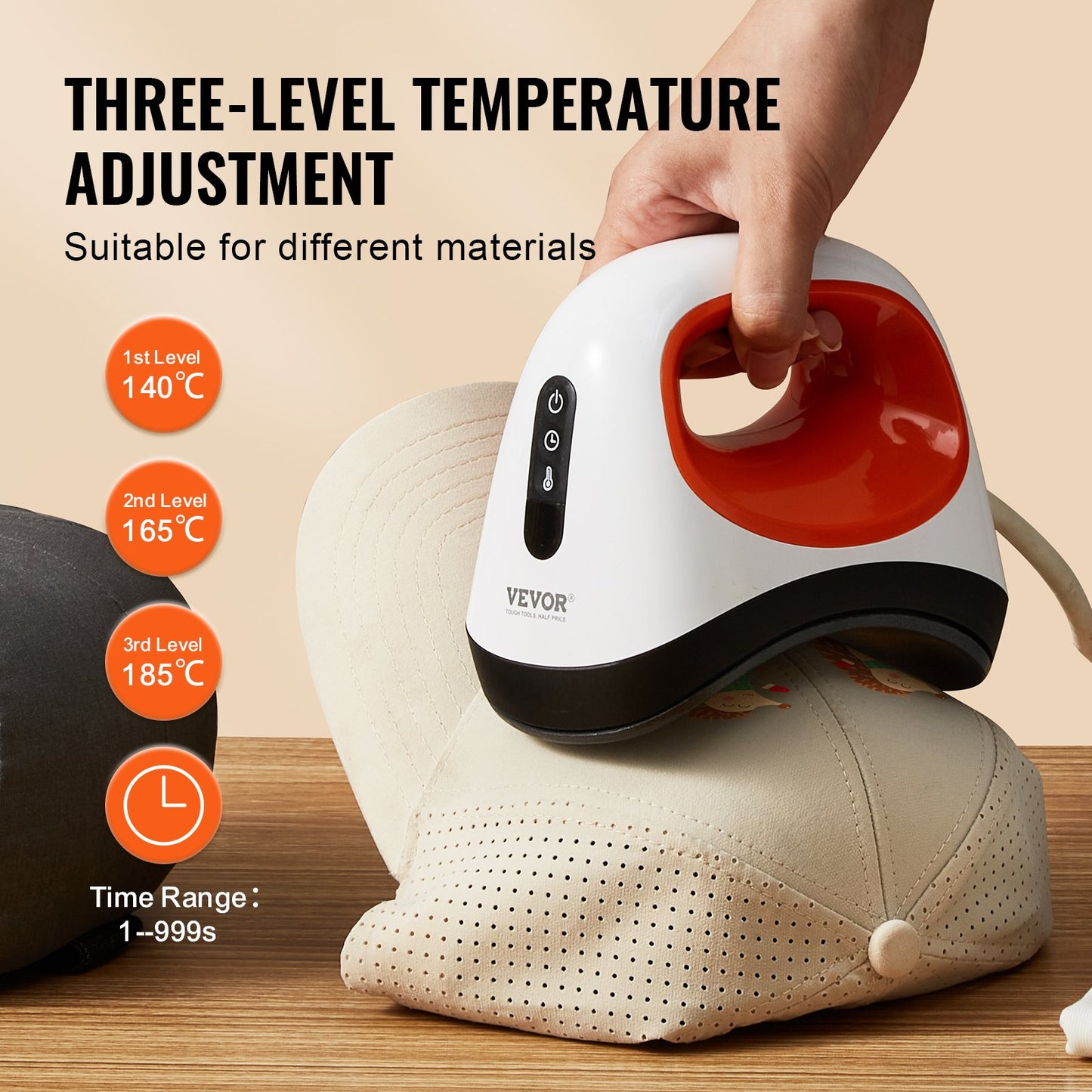 Prensa de Chapéus VEVOR Mini com 3 Níveis de Calor