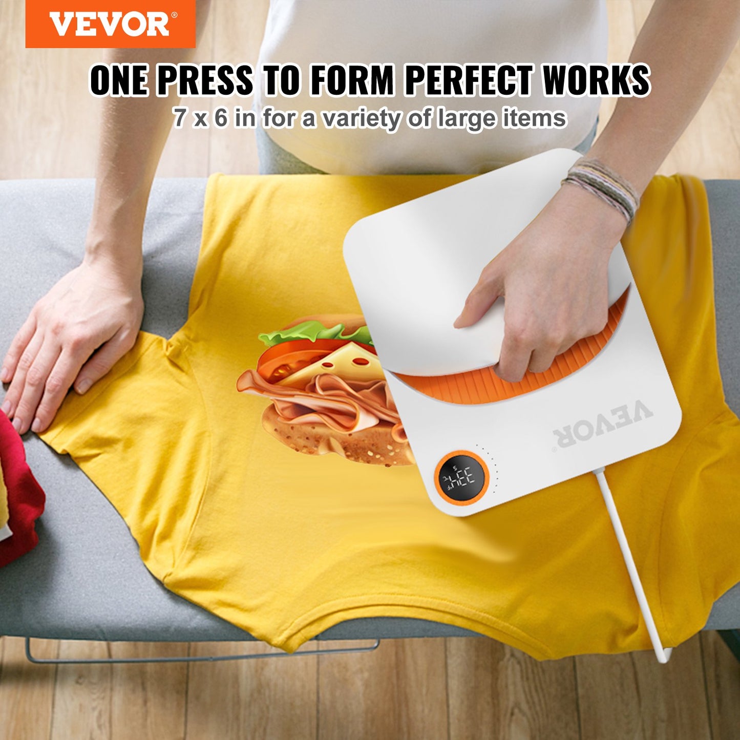 Prensa Térmica Portátil VEVOR 7x6" para Sublimação DIY