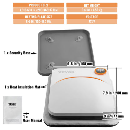 Prensa Térmica Portátil VEVOR 7x6" para Sublimação DIY