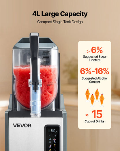 Máquina Slushy VEVOR 4L para Bebidas Geladas em Casa