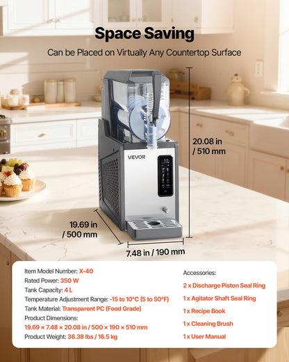 Máquina Slushy VEVOR 4L para Bebidas Geladas em Casa