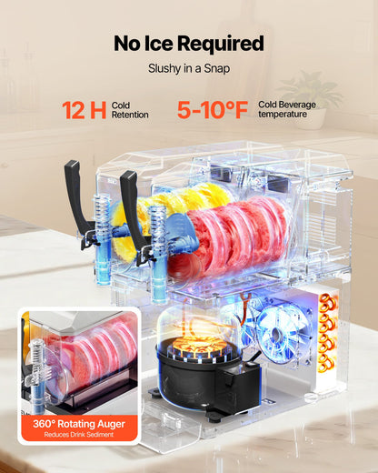 Máquina Slushy VEVOR 3L x 2 Tanques - Bebidas Geladas