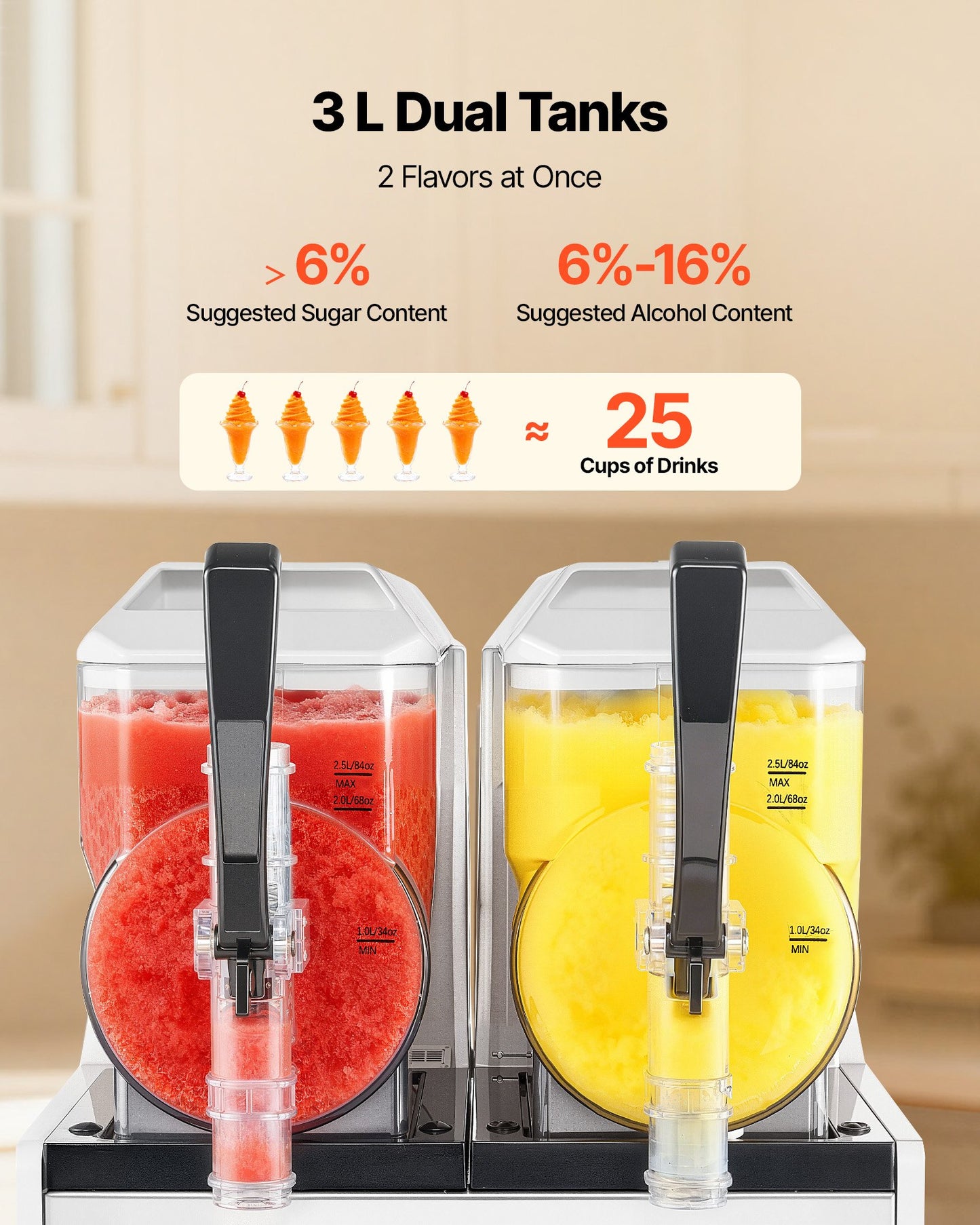 Máquina Slushy VEVOR 3L x 2 Tanques - Bebidas Geladas