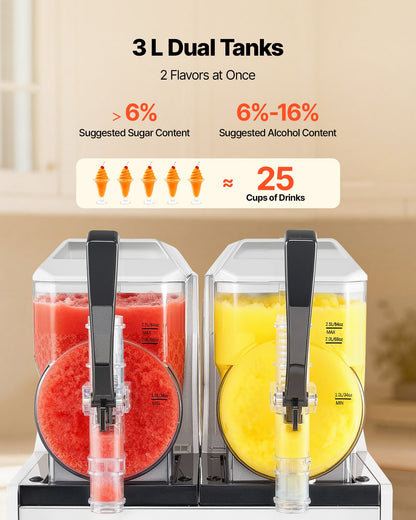 Máquina Slushy VEVOR 3L x 2 Tanques - Bebidas Geladas