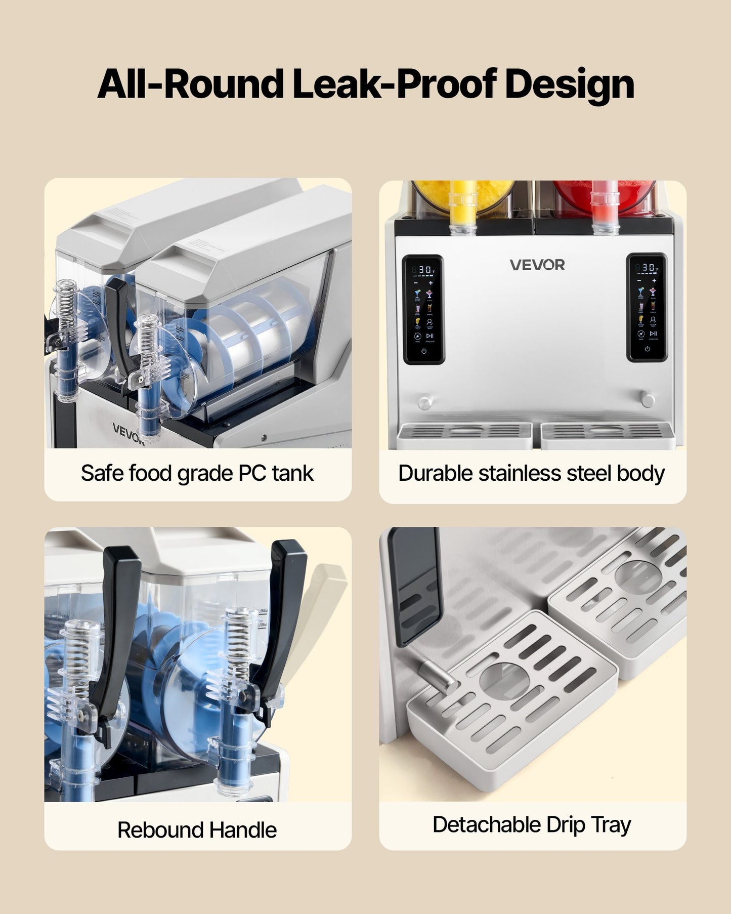 Máquina Slushy VEVOR 3L x 2 Tanques - Bebidas Geladas